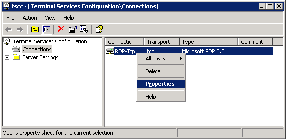 Terminal Services configuration